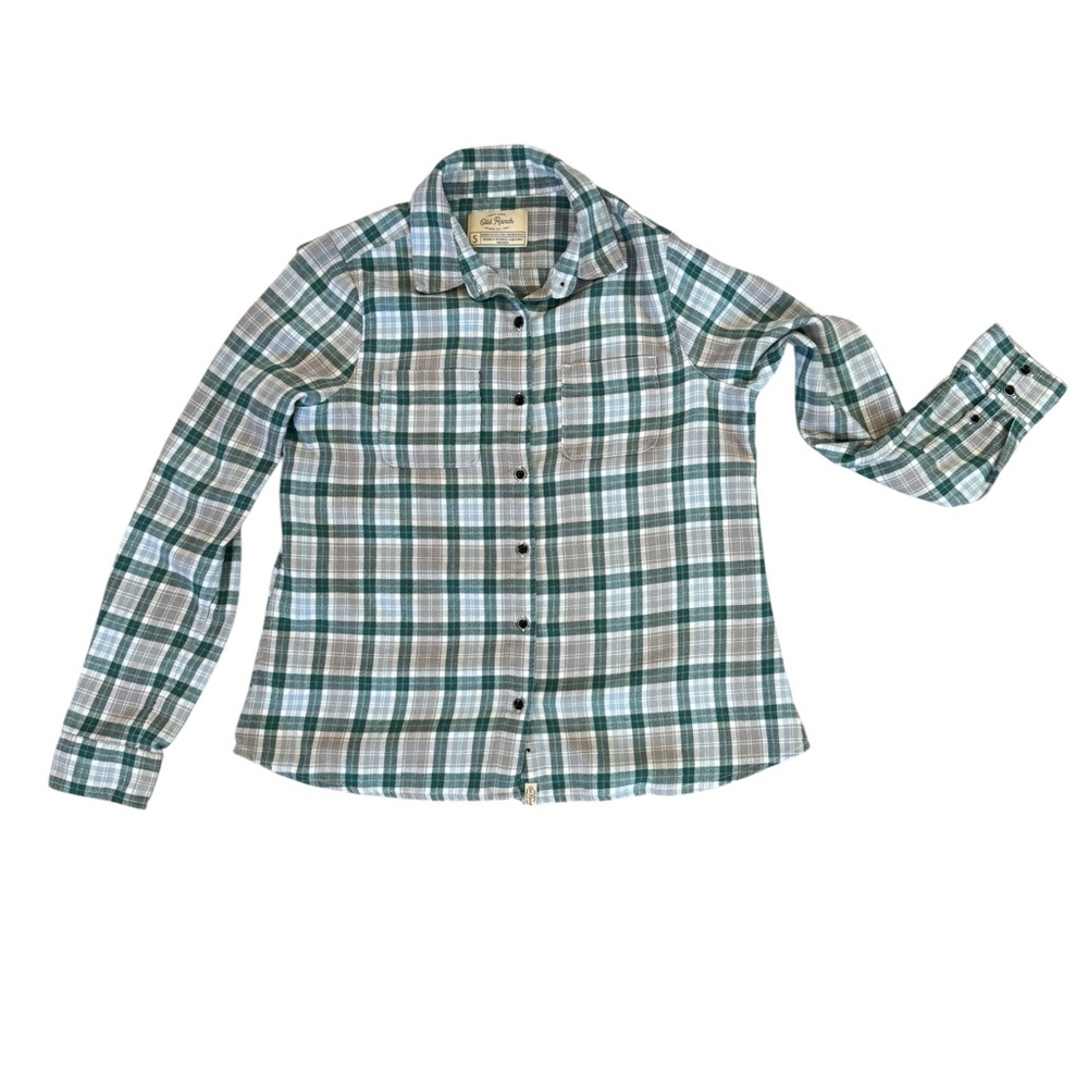 Plaid Button Down Shirt - Green and White